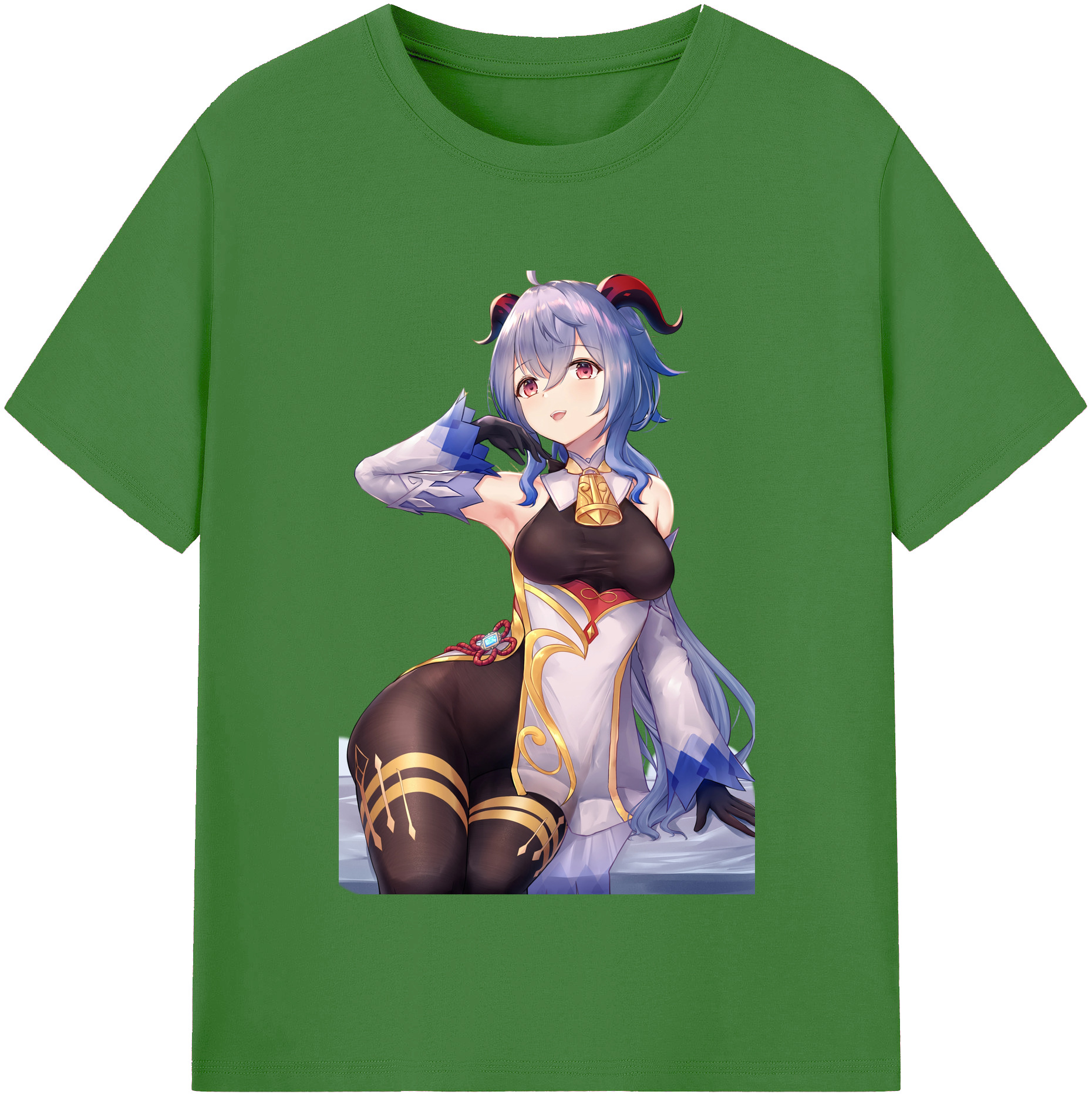 げんし神 甘雨 かんう genshin Ganyu レディースカジュアルプリントTシャツ（綿100％）